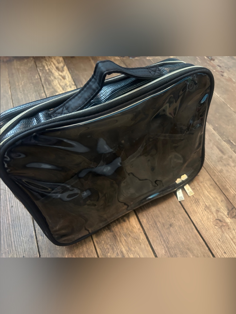 Black Clear PVC Hanging Travel Toiletry Bag for Men - Double Layer plus Hook